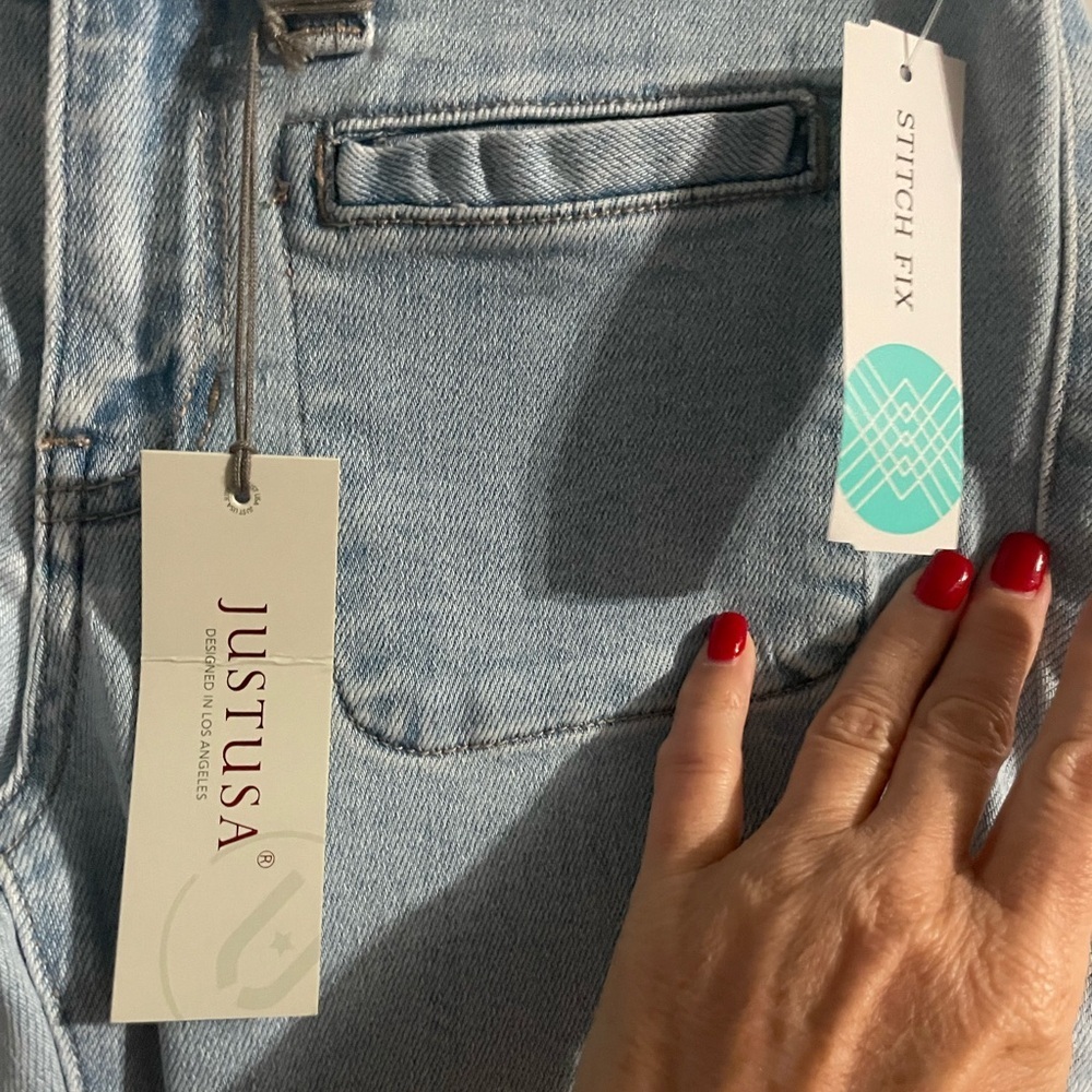 STEAL!! BNWT Just USA low rise mini patch pocket bootcut light blue jeans size 8 - Picture 5 of 9